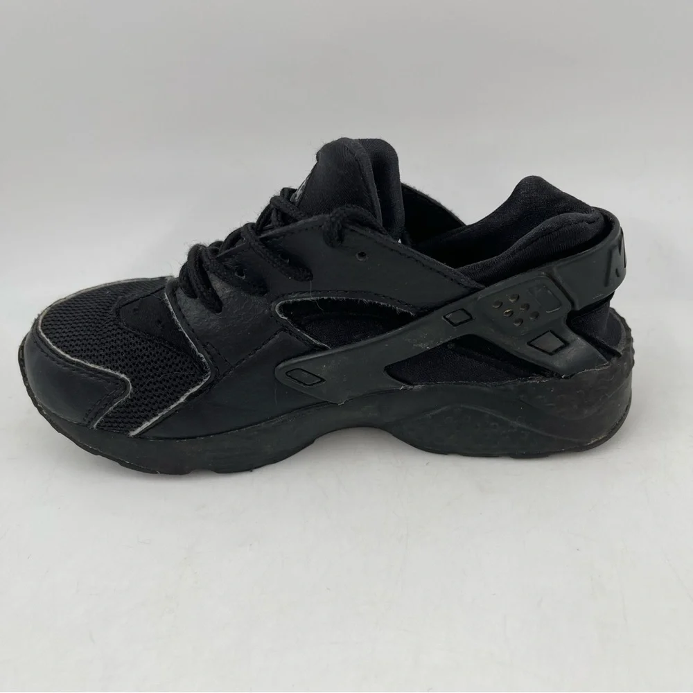 Nike Unisex Kids Huarache-Size 13 C -Black Leather Lace-Up Athletic Shoes